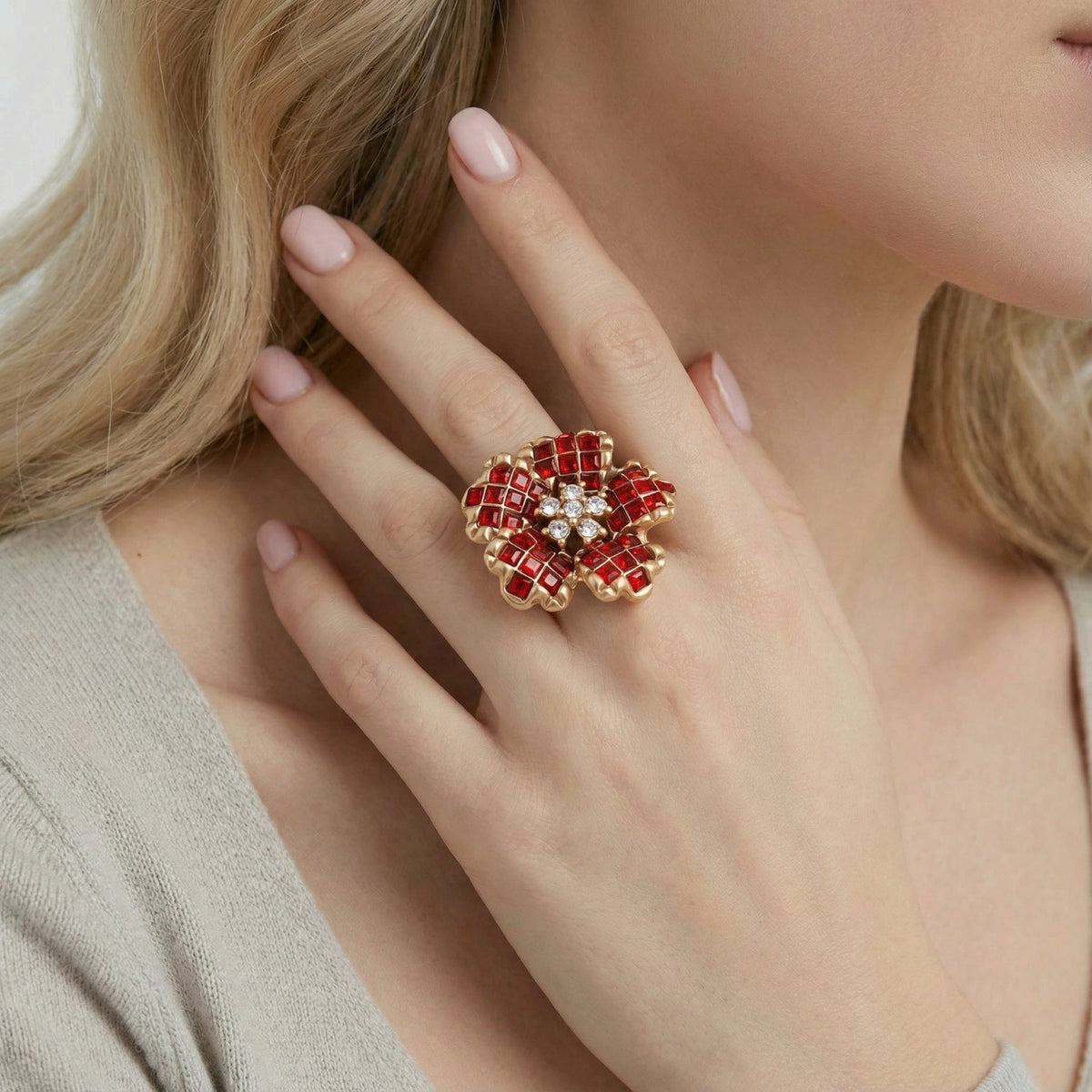 Crimson Bloom Ring